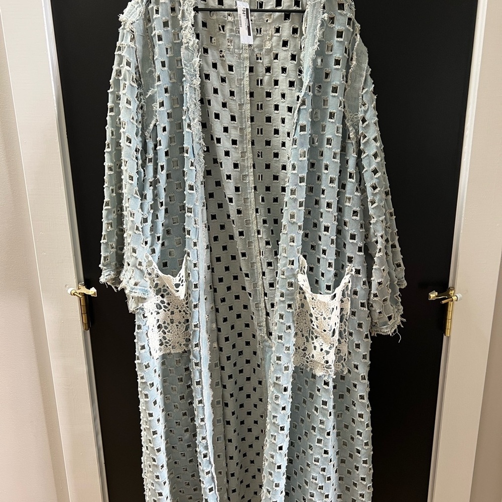 POL Light Blue Crochet Women's Cape